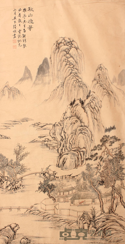 陆 恢 山水立轴 126×66