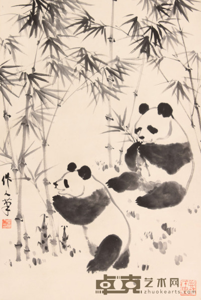吴作人 熊猫立轴 68×45