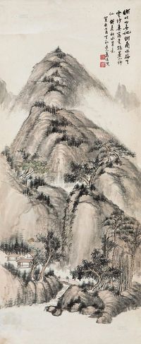 萧俊贤 1923年作 山水 立轴