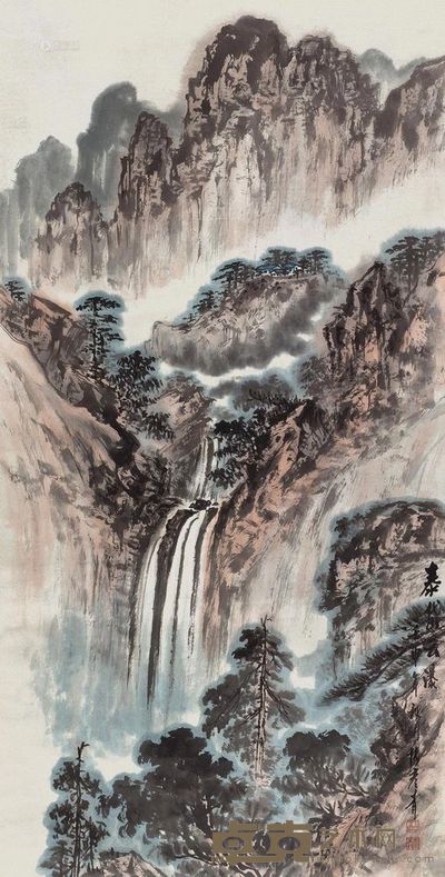 张彦青 1992年作 泰岱云瀑 立轴 136.5×69cm