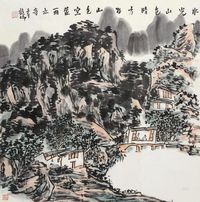 龙瑞 2002年作 水光山色晴方好 镜心