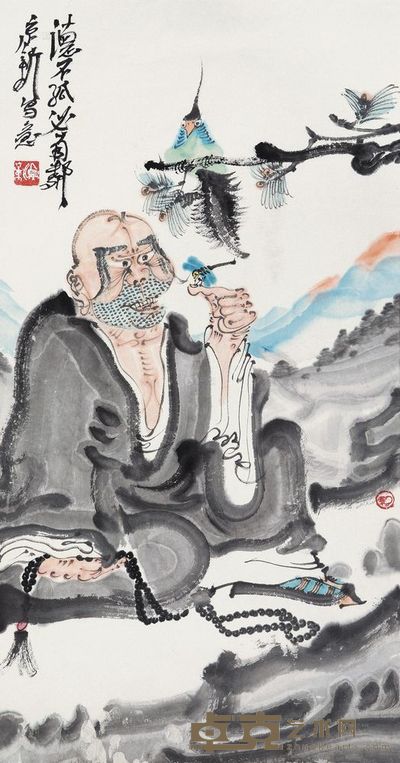 周京新 人物 镜心 65×34cm