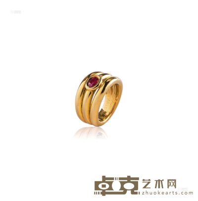 黄金镶红宝石戒指，CHAUMET --