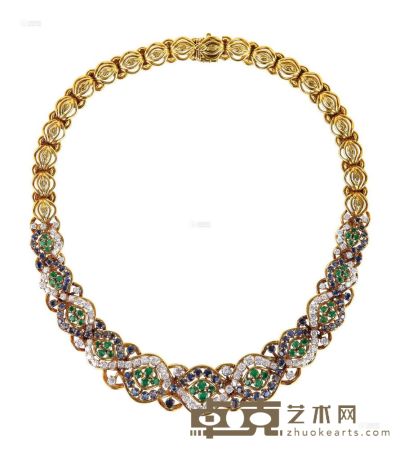 黄金镶彩色宝石项链，Cartier --