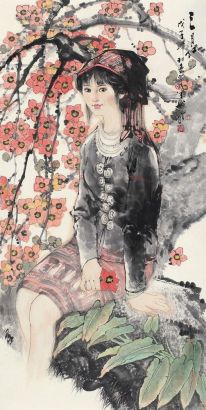 林峥明 戊子（2008年）作 三月红 镜心