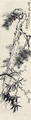 刘昌潮 丙戌（2006年）作 寒三友 立轴