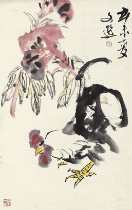 汤文选 辛未（1991年）作 大吉图 立轴