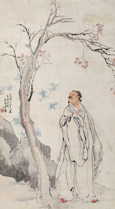 任薰 乙酉（1885年）作 高士图 镜心