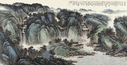 西乐群 丁亥（2007年）作 山居图 镜心