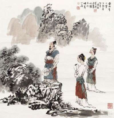 王美芳 赵国经 乙酉（2005年）作 春山有几重 镜心