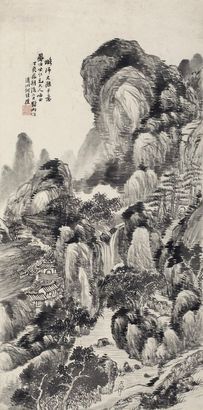 何维朴 丁亥（1887年）作 山水 立轴