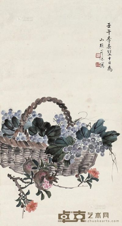 吴让之 花卉 立轴 63×34cm