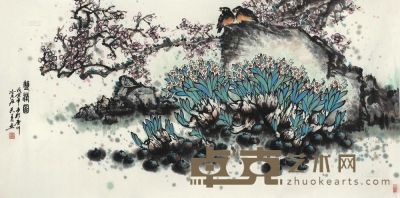 陶天月 花卉 镜片 68×137cm