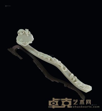 清中期 青白玉螭龙纹如意 长40cm