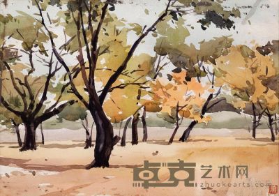 萧淑芳 1954年作 中山公园 18.5×26.5cm