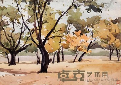 萧淑芳 1954年作 中山公园 18.5×26.5cm