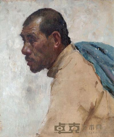 何孔德 1956年作 农民肖像 52×43cm