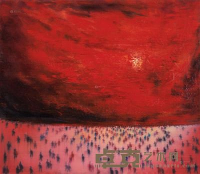尹朝阳 2007年作 红色人群 130×150cm