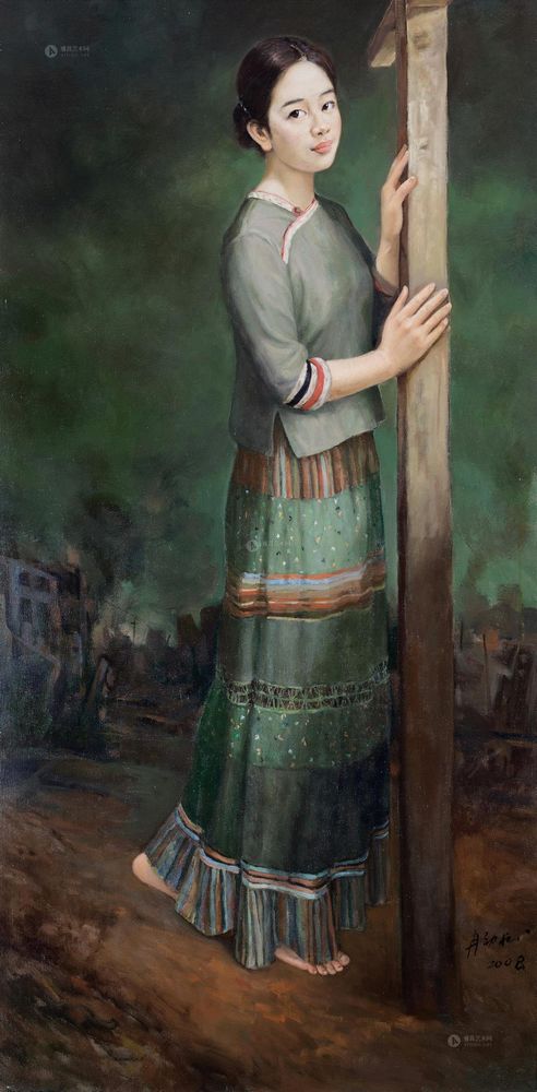 冉劲松 2008年作 少女 200×100cm