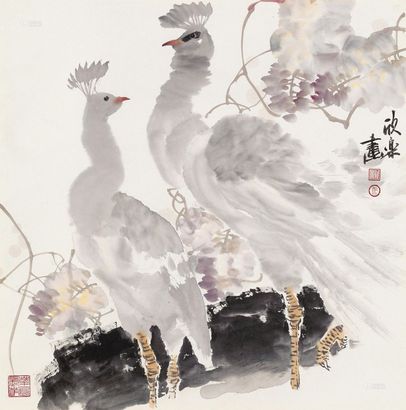 马欣乐 2013年作 孔雀 镜心
