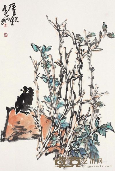 李晓明 2013年作 花鸟 镜心 68×45cm