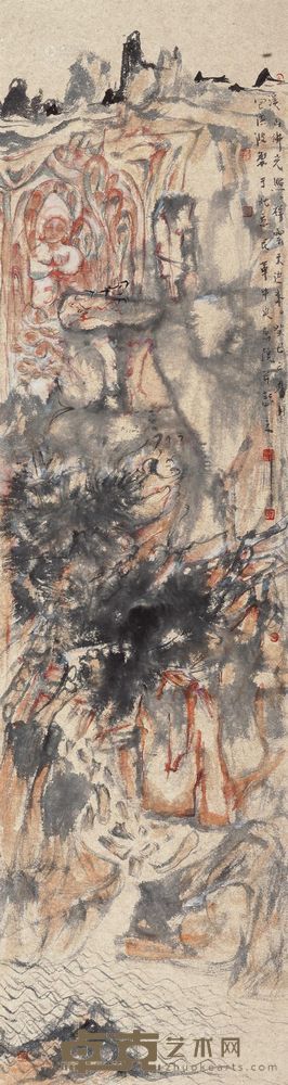 包洪波 2013年作 溪山佛光照 镜心 180×48cm