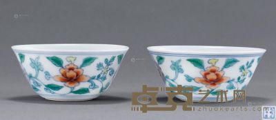 清康熙 斗彩缠枝花卉杯 （二件） 直径6.4cm