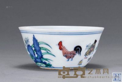 清康熙 斗彩鸡缸杯 直径8.7cm
