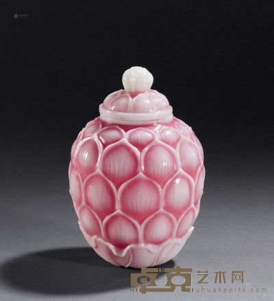 清 粉料莲子罐 高11.2cm