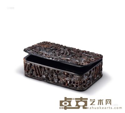 清 玳瑁山水人物长方盒 长7.7cm