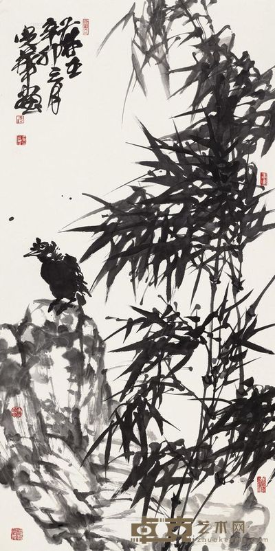 于光华 2011年作 竹石图 镜心 138×68cm