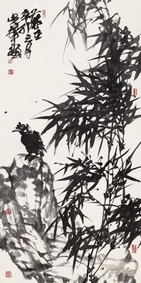 于光华 2011年作 竹石图 镜心