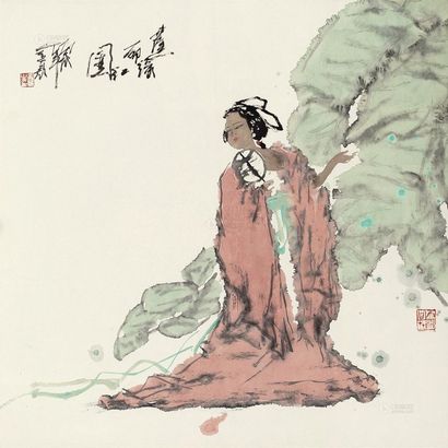 金晨 丙戌（2006年）作 蕉绿丽红图 立轴