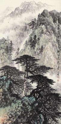 黎永聘 壬辰（2012年）作 石泉飞流 镜心