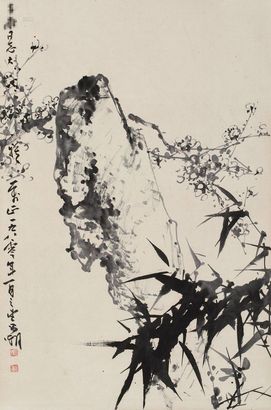 刘昌潮 1980年作 双清 立轴