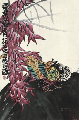 王憨山 乙亥（1995年）作 霜叶红于二月花 镜心
