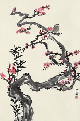 李劲堃 花鸟 镜心