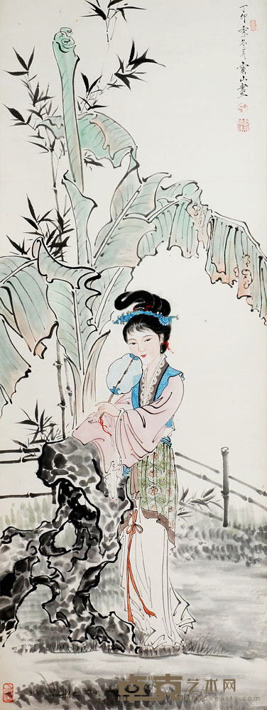 戴维祥 芭蕉仕女 110×42cm