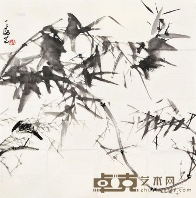 韩天衡 墨竹小鸟 镜片 69×67cm