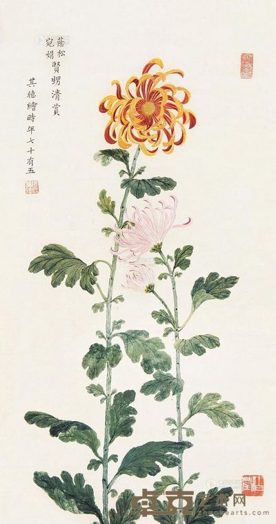 聂其德 菊花 立轴 58×31cm