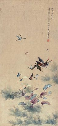 陈书 1750年作 花蝶图 立轴