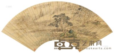 吴榖祥 庚辰（1880）年作 松亭话旧 扇面 18.2×52cm