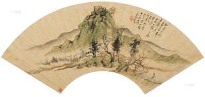 吕浩 丁亥（1887）年作 山水 扇面