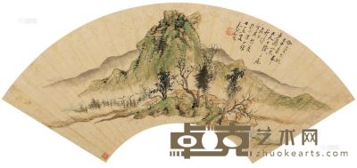 吕浩 丁亥（1887）年作 山水 扇面 18.2×52.5cm