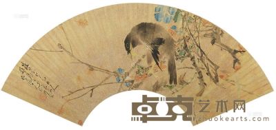 沙馥 丁丑（1877）年作 花鸟 扇面 18.3×55.9cm