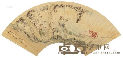 沙馥 壬辰（1892）年作 秋思图 扇面 18.6×53.4cm