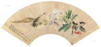 陆恢 丁亥（1887）年作 春笋步鱼图 扇面