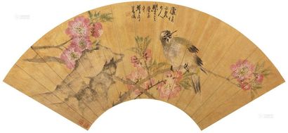 朱偁 庚辰（1880）年作 花鸟 扇面