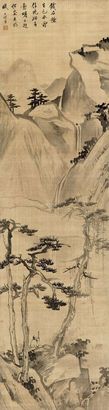 查士标 观瀑图 立轴