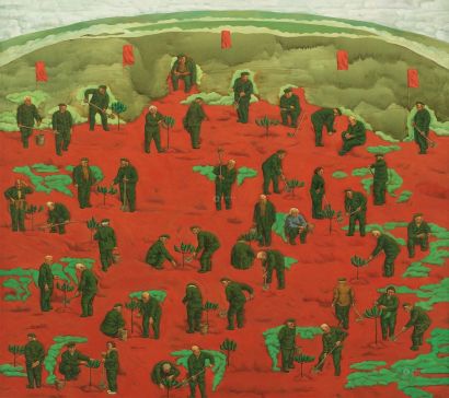 李占卿 1996年作 红土坡上的绿色